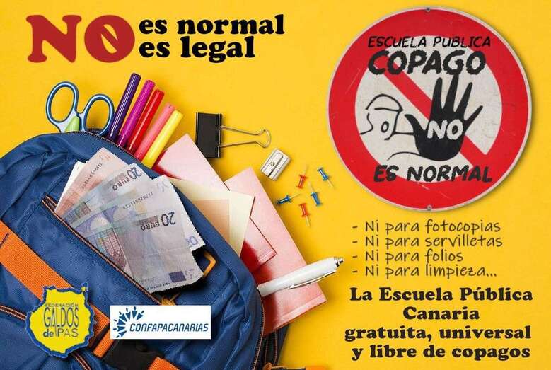 Cartel de denuncia del copago en la educación pública canaria/TA.